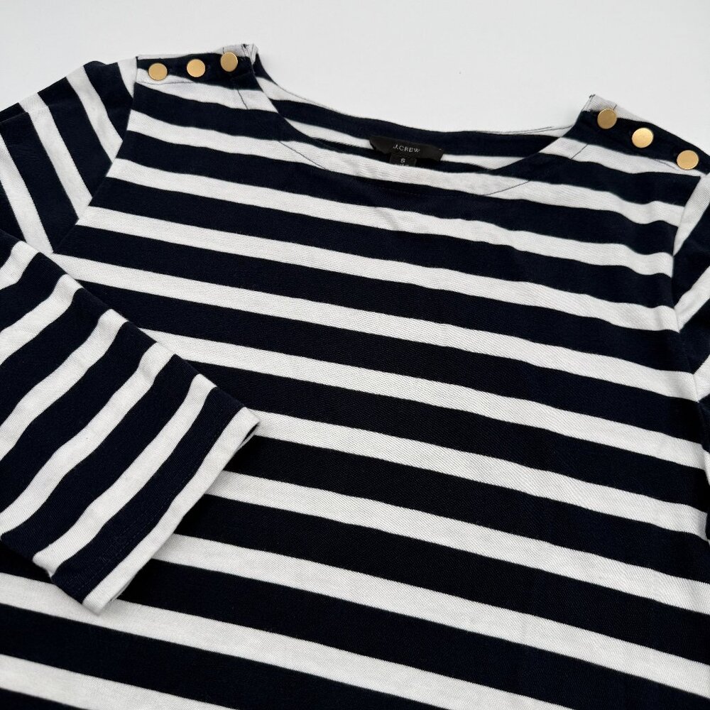 J.Crew Dress Women’s S White Navy Stripe Cotton Nautical Classic Preppy Casual